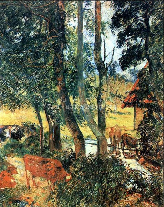 Cattle drinking - 保罗·高更